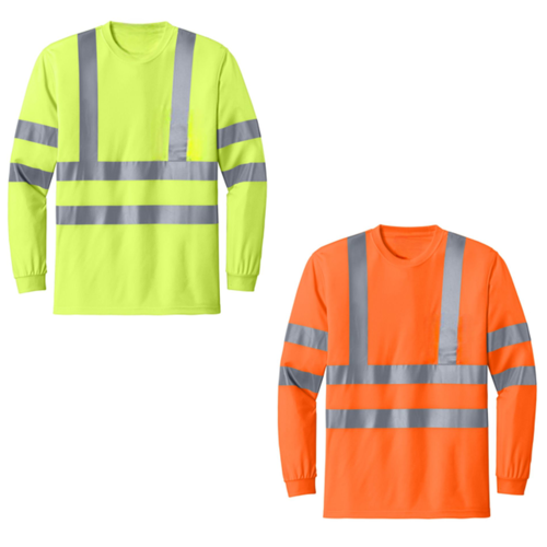 VISIPRO Long Sleeve Reflective Safety T-Shirt with Bands & Brace - BirdsEye Mesh - ANSI 107-2015 Class 3