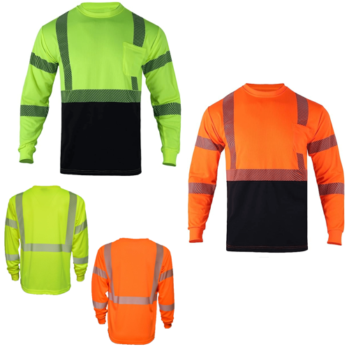 VISIPRO Long Sleeve Reflective Front Colorblock Safety Polo - BirdsEye Mesh - ANSI 107-2015 Class 3