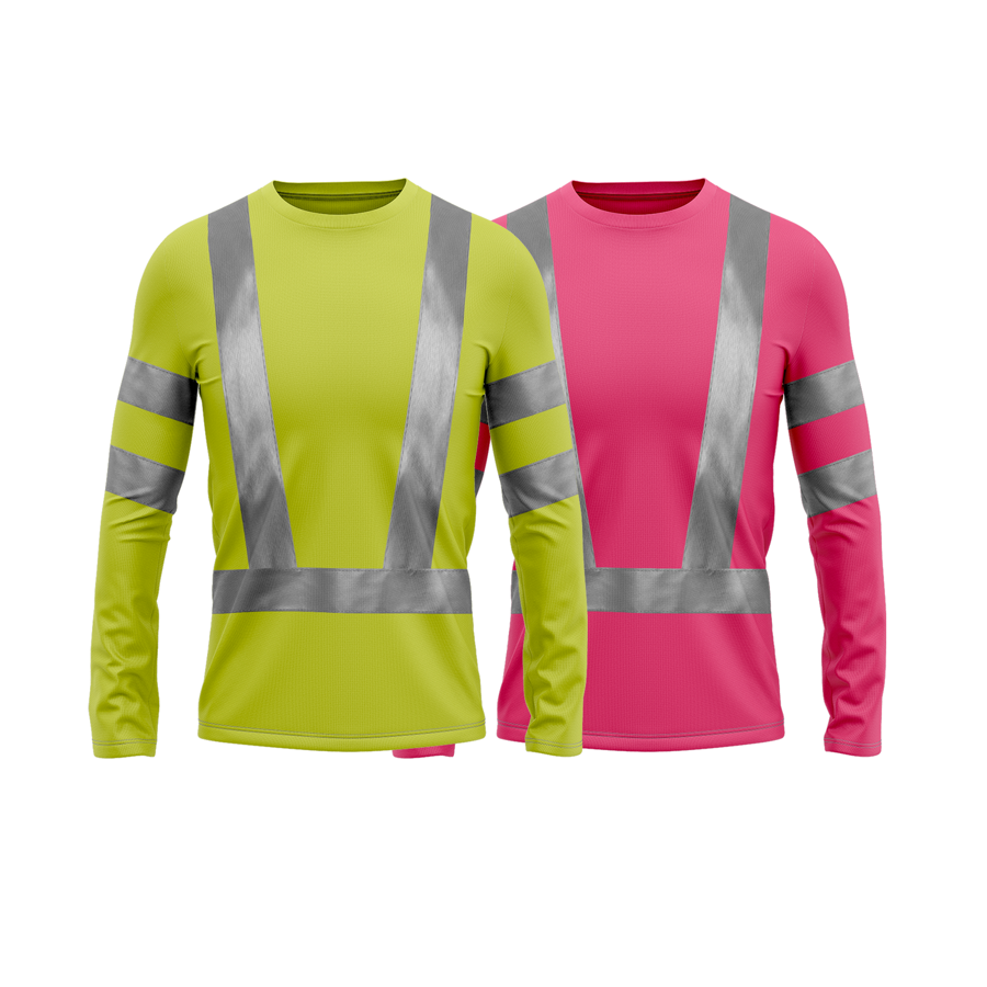VISIPRO Long Sleeve Reflective Safety T-Shirt - Poly-Cotton Pique
