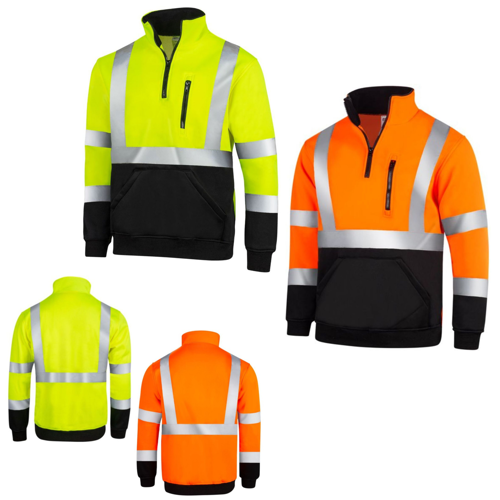 VISIPRO Reflective Colorblock Safety Quarter-Zip Sweatshirt - 280G Softshell - ANSI 107-2015 Class 3