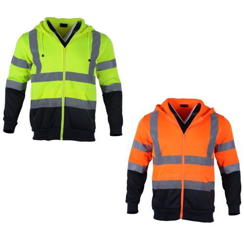 VISIPRO Reflective Colorblock Safety Full-Zip Hoodie - 280G Fleece - ANSI 107-2020 Class 3