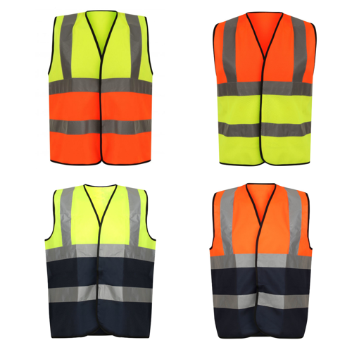 VISIPRO Unisex Hook & Loop Reflective Colorblock Safety Vest - Interlock - ANSI 107-2020 Class 2