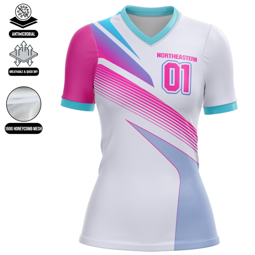Women's Premium Full Sublimation Volleyball Cap Sleeve Jersey - Birdseye Mesh