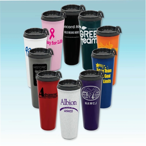 16 Oz. Double Wall Insulated Travel Tumbler w/ Black Slider Lid