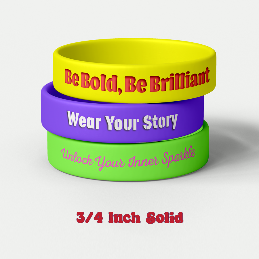 Solid Colored Silicone Wristband - 3/4" band