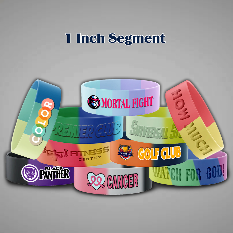 Segmented Silicone Wristband - 1" band