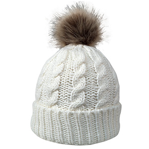 Cable Knit Beanie for Women - Acrylic Beanies With Faux Fur