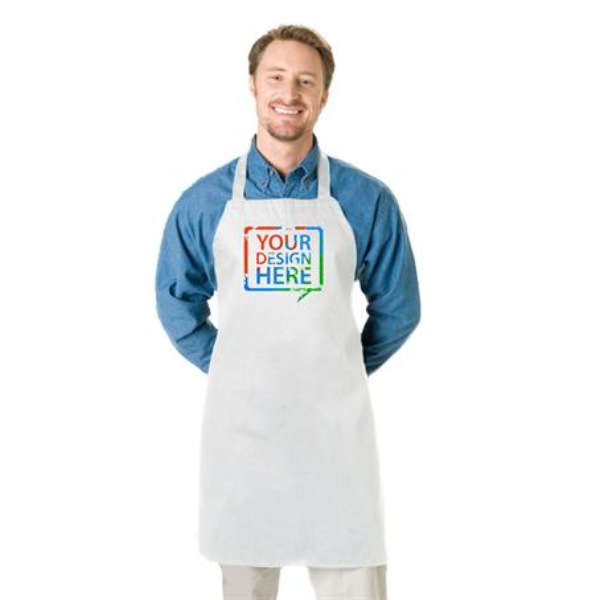 7.5 oz. Wide Bib Butcher Apron w/ Custom Logo Full Length Apron USA Decorated (28" x 34")