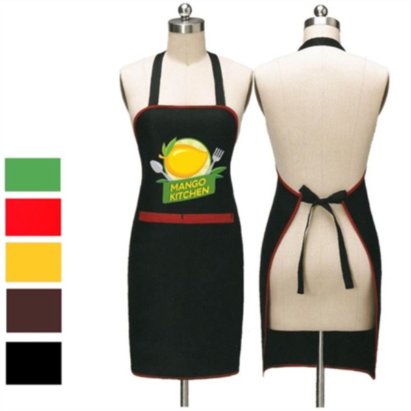 Custom Printed 5.5 Oz. Boutique Uniform Trimmed Kitchen Aprons w/ 2 Pockets