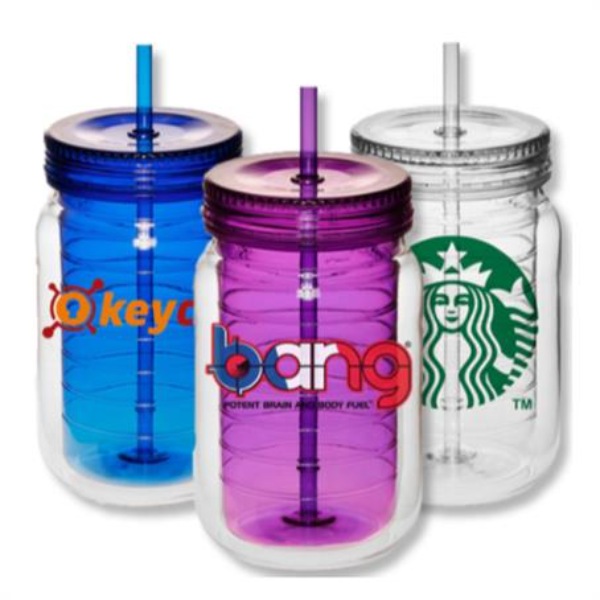 Custom 18 Oz Double Wall Acrylic Mason Jar Tumbler