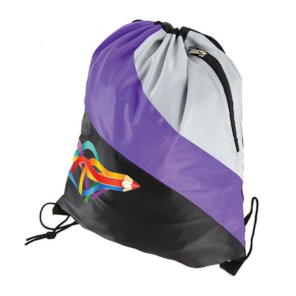 Tri Color Premium Drawstring Bag with Zipper Pocket