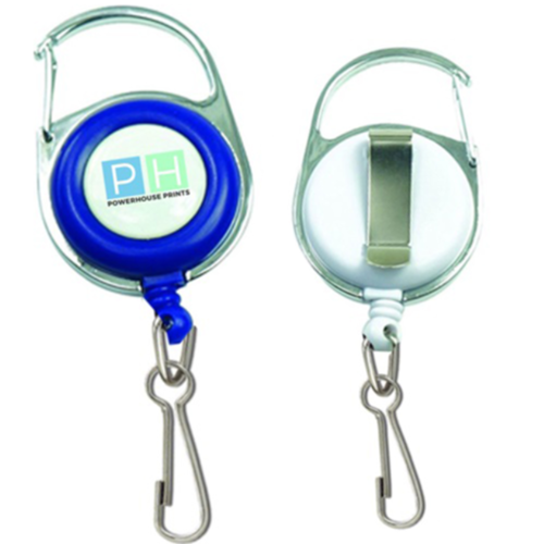 Carabiner Retractable Badge Holder w/ J-Hook & Belt clip