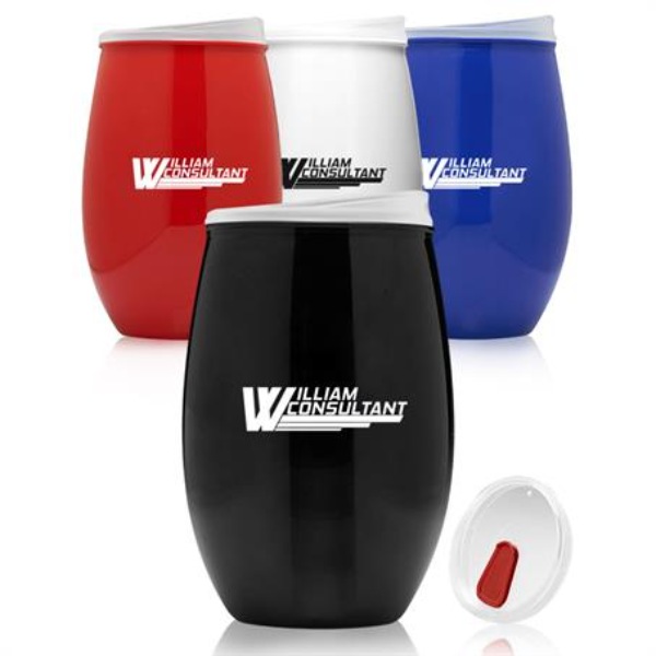 16 oz. Custom Stemless PET Tumbler with slider lid