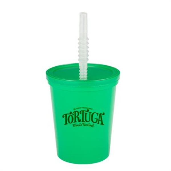 16 oz Plastic Custom Sports Cups w/ Lid and Straw