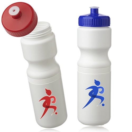 28 Oz USA Made Plastic Sports Custom Bottle W/ Push Cap