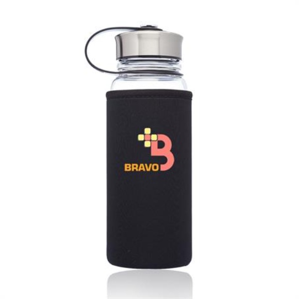 25 Oz. Kangaroo Clear Glass Bottles In Neoprene Pouch
