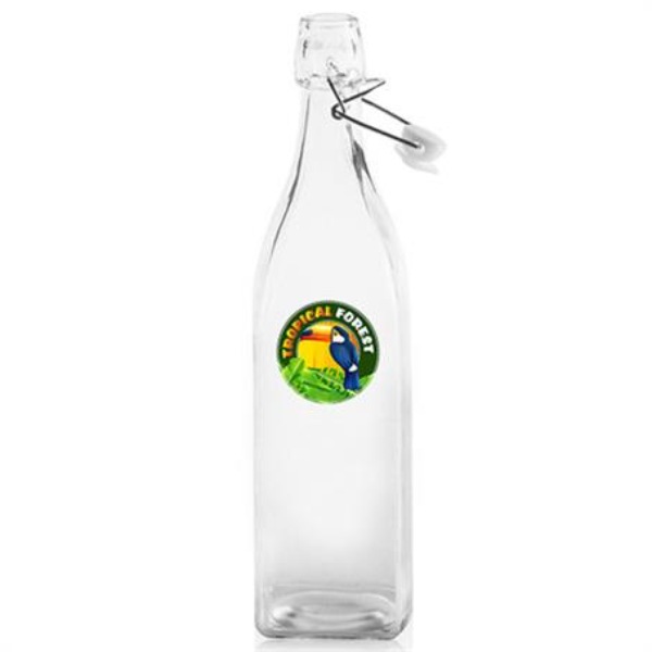 34 oz. Metal Wire Lid Square Glass Carafe Clear Custom Water Bottles