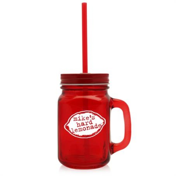 15 oz. Colored Mason Premium Custom Jars with Straw