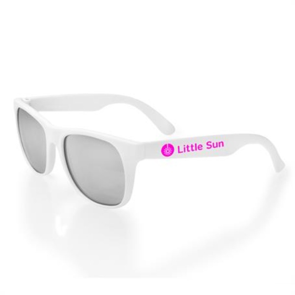 Custom Printed Colored Lens Sunglasses w/ White Frames