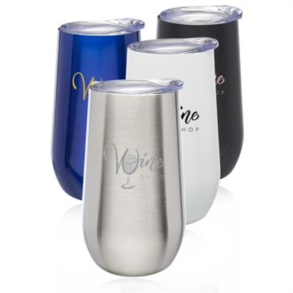 9 oz. Stemless Flute Tumblers with Lids