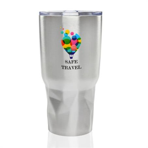 27 oz Stainless Steel Ridged Tumblers with Clear Lids