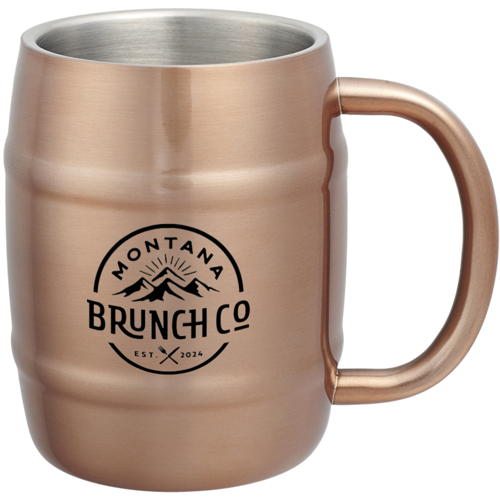 14 oz Stainless Steel Copper Coated Mule Barrel Mugs w/ Custom Imprint