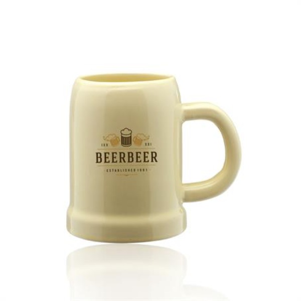 28 oz. Beige Ceramic Beer Custom Mugs