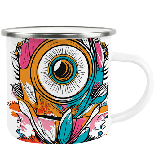 12 oz Full Color Stainless Steel Custom Enamel Cups with Silver Rim