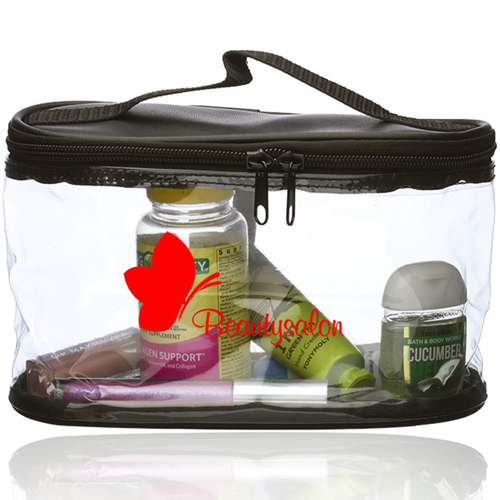 8.5"L X 4.5"H Clear PVC Cosmetic Travel Bags with Handle