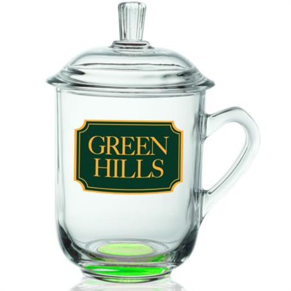 Custom 13 oz. Glass Tea Cups with Lids
