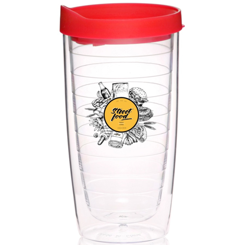 14 oz. Custom Double Wall Acrylic Tumblers with Slide Closure Lid