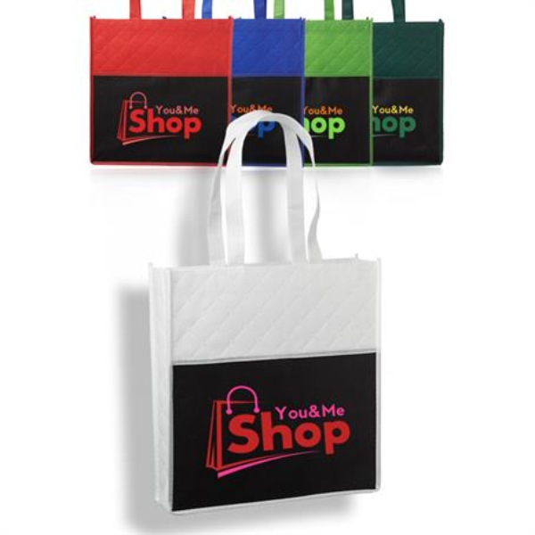 Quilted Reusable Pocket Grocery Tote Bags