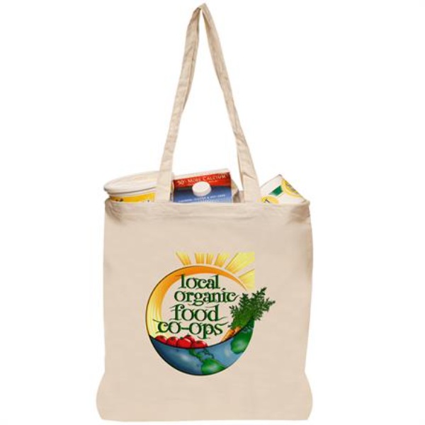 Natural Cotton Fiber Tote Bags w/ Reinforced Cotton Straps
