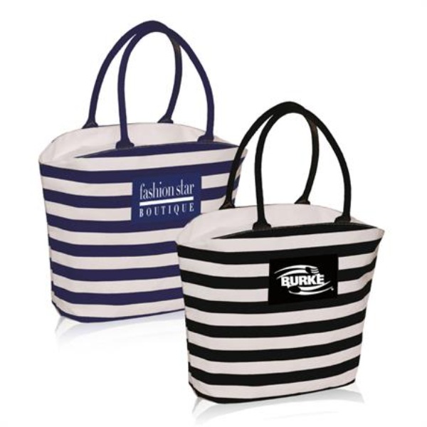 Striped Mariner Tote Bags with Zippered Compartment