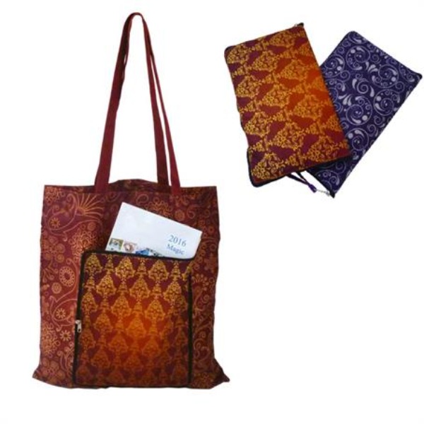 Grocery Full Color Bags 15"X 16" Cotton Bag w/Front Zip Fold