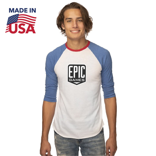 USA Made Unisex Americana Raglan Baseball Shirt w/ Custom Logo