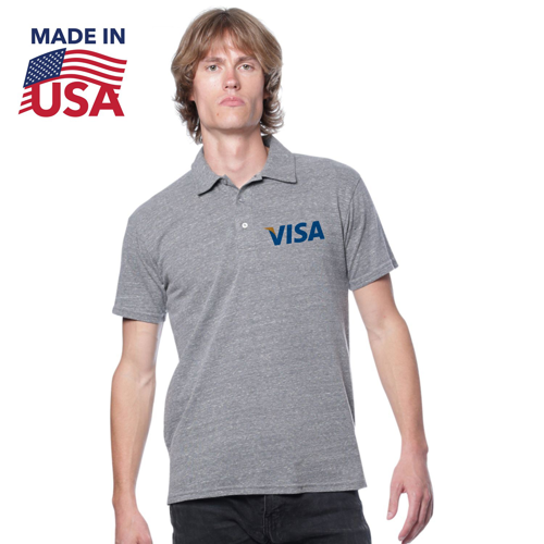 Made In USA Custom Printed 4.5 oz Unisex Eco Triblend Polo