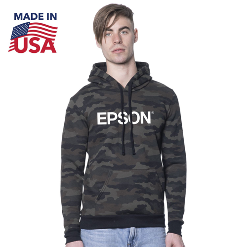 USA Made Unisex Camo Fleece Pullover Hoodie w/ Custom Logo