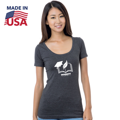 USA-Made Junior Fine Jersey Crew T-Shirt w/ Custom Logo