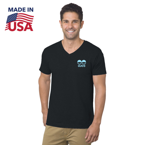 USA-Made Fine Jersey Crew V-Neck w/ Custom Logo