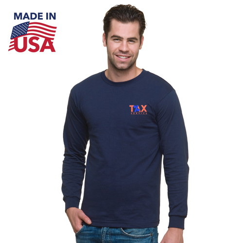 USA-Made Midweight Long Sleeve Crew Tee w/ Custom Logo
