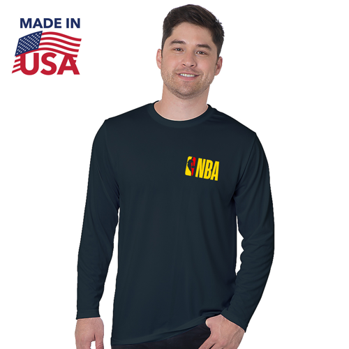 USA-Made 100% Poly Crew Performance Long Sleeve Tee w/ Custom Logo