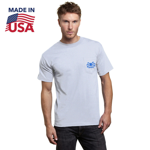 USA-Made Heavyweight Pocket Crew Tee Shirt w/ Custom Logo