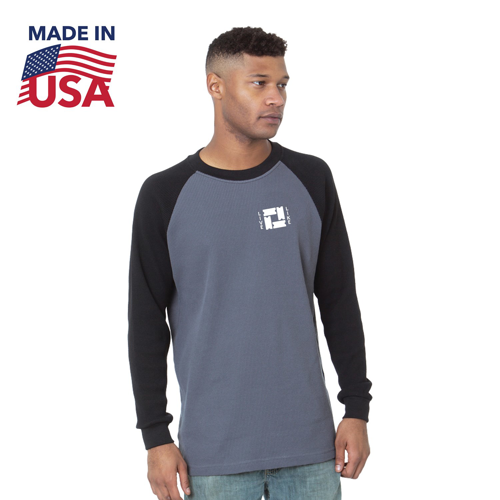 MADE IN USA 100% Pre-Shrunk Thermal Raglan Long Sleeve w/ Cuff & Custom Logo