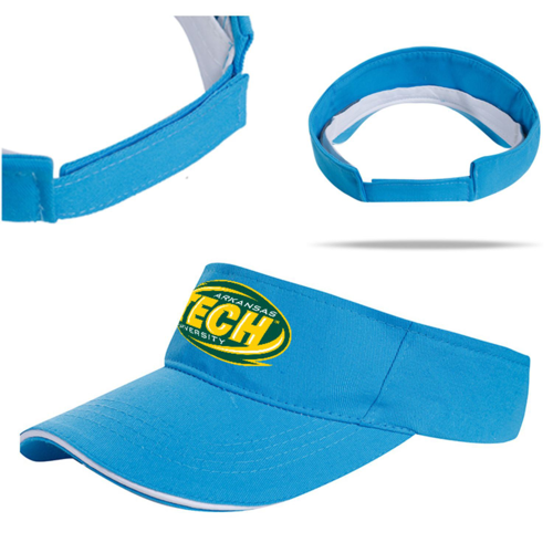 Custom Printed Twill Cotton Sun Visor w/ Sandwich bill, Hook & Loop closure