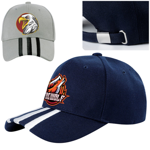 Custom 100% Cotton Mid-Striped Caps w/ Metal Buckle
