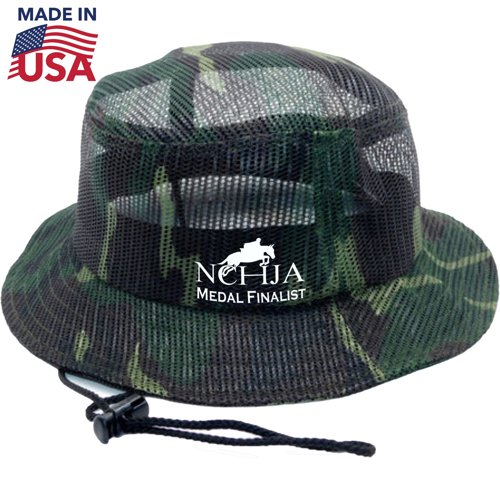 Custom Printed True American Made Mesh Camo Bucket Hat W/ Adjustable Drawstring