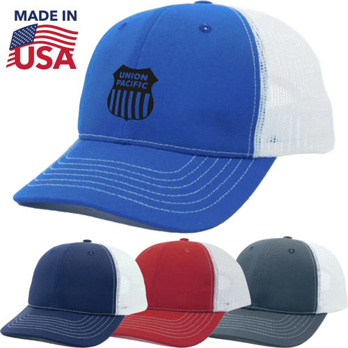 True American Made 6-Panel White Mesh Trucker Cap w/ Custom Logo