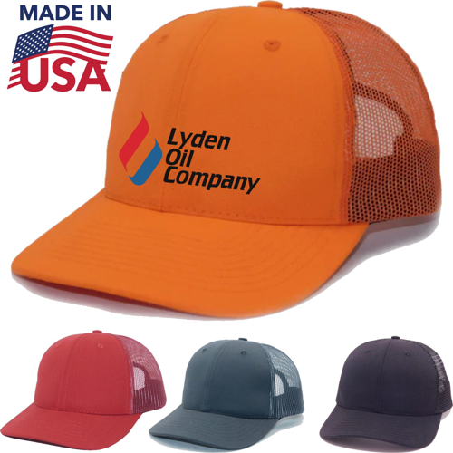 True American Made 6-Panel Matching Mesh Trucker Cap w/ Custom Logo