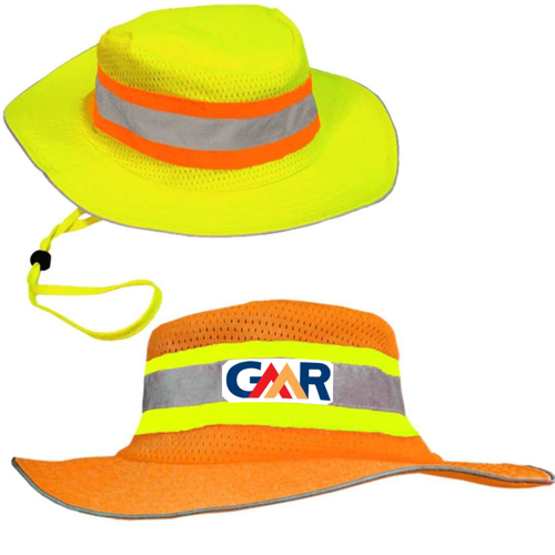 Reflective Trim Two Tone Mesh Safety Bucket Ranger Hat w/ Custom Logo
